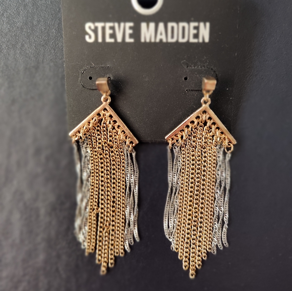 Steve Madden Gold and Silver Fringe Earrings